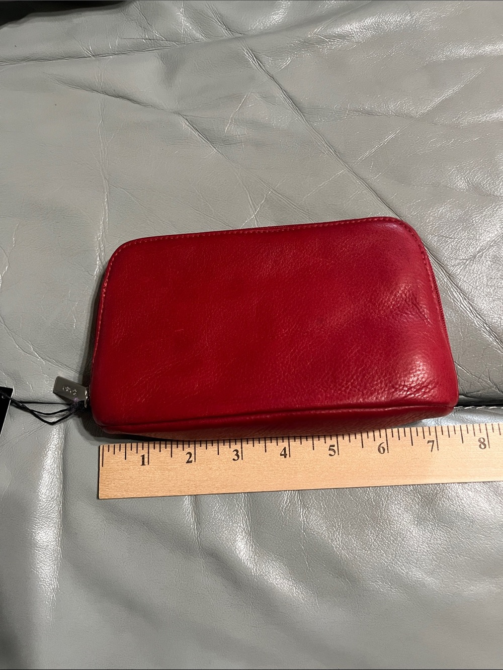 Red Leather Zip Wallet